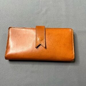 Cow Leather Wallet with Snap closure Brown Multiple Card Slots